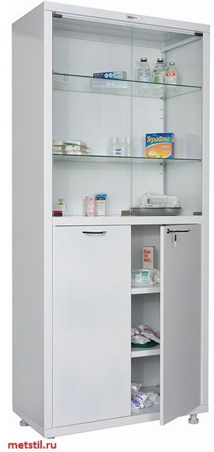 Шкаф медицинский двухстворчатый HILFE MД 2 1780/SG открытый